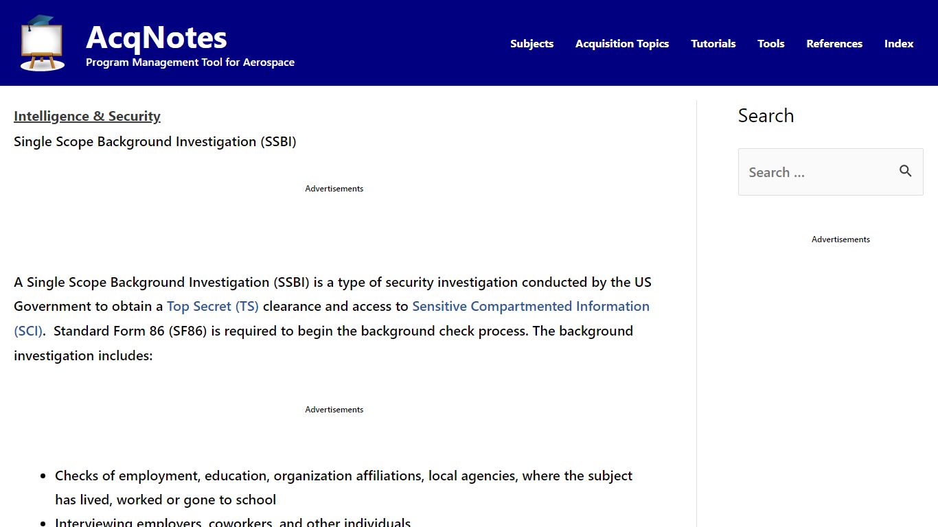 Single Scope Background Investigation (SSBI) - AcqNotes